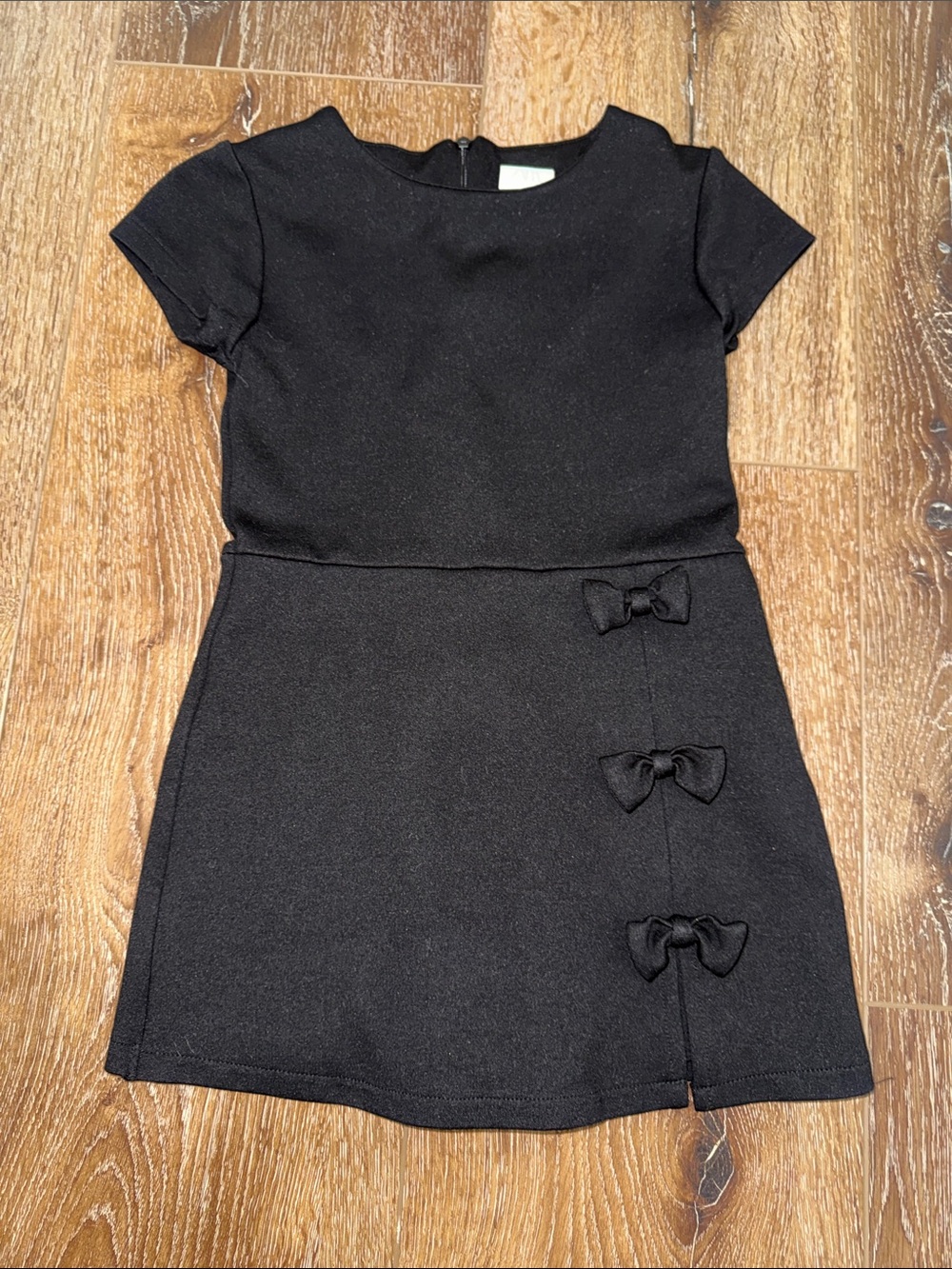 Zara Girls Black Romper with Decorative Bows